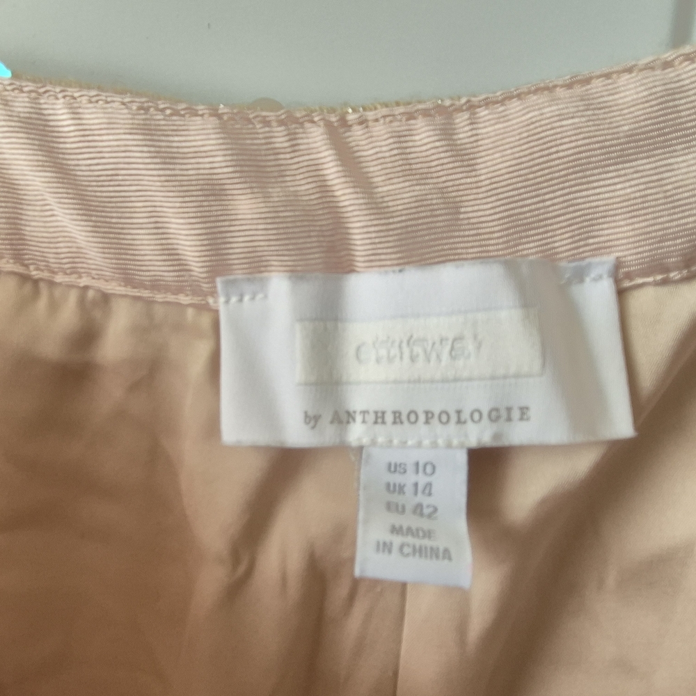 Anthropologie Sequin Wide Leg Pants in Gold and Cream - Picture 7 of 7
